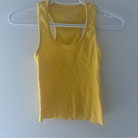 Streetwear Society Self Cropped  Yellow Racer Back Tank Top - Picture 1 of 3